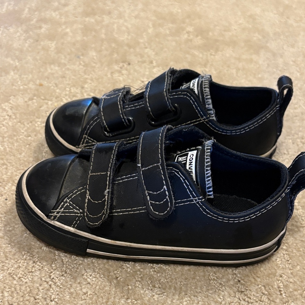 Converse Kids Black and White Velcro Sneakers - Picture 4 of 5